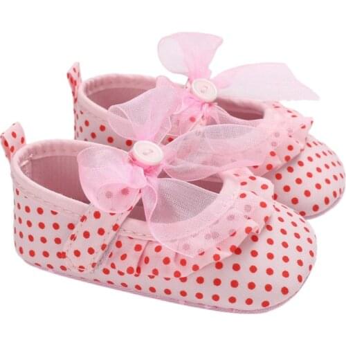 2018 Autumn Baby Girl The First Walker Shoes Baby Dot Non-Slip Bow Soft Shoes New Comfortable Children\\\s Shoes