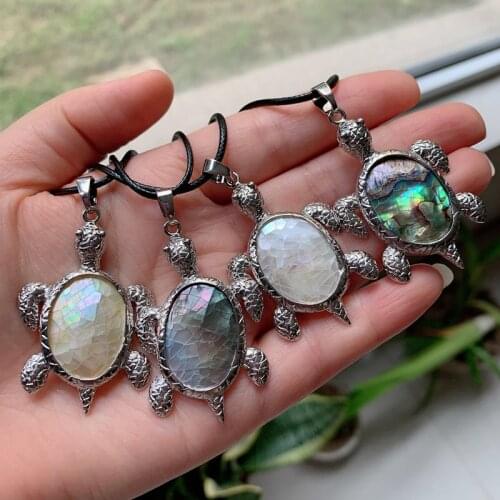Ethnic Jewelry Reiki Natural Abalone Shell Pearl Pendant Necklace Lovely Turtle Freshwater White Shell Necklace Choker Female