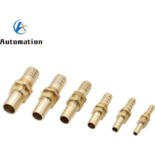 Pipe ID 6 8 10 12 14 16mm Hose Barb Bulkhead Brass Barbed Tube Pipe Fitting Coupler Connector Adapter For Fuel Gas Water Copper