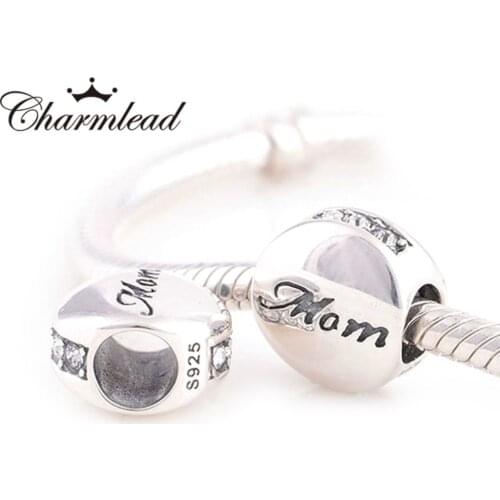 Fits Europe Charms Bracelet 925 Sterling Silver Beads Mom Love Mother Letter Charm DIY Bracelets Necklaces & Pendants Charmlead