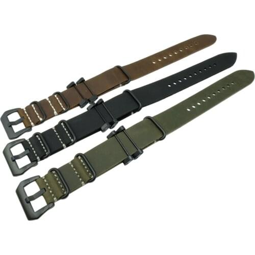 T-AMQ 24mm Crazy Horse Rough Hand Wax Genuine Leather Military Watch Strap Band For Suunto Core Traverse+Adapters+Screwdriver-16