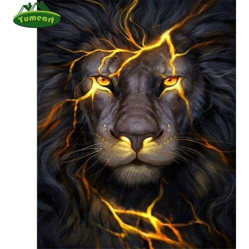 Needlework Diamond Mosaic Animal Full Square Diamond Embroidery Cross Stitch Lion DIY 3D Diamond Painting by Number Black Cats