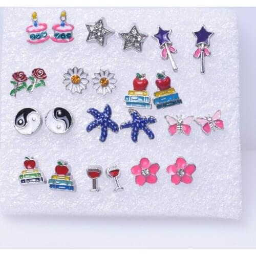 2pair Korean Fashion Stud Earrings For Girl Women Jewelry Daisy Yin yang Earring Ear Piercing Enamel Flower Star Cute 2021 Trend