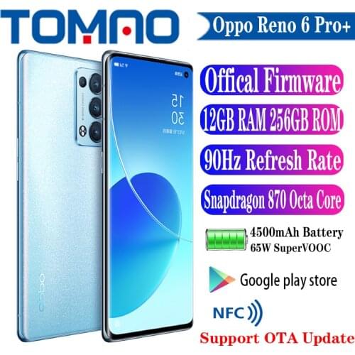 New Oppo Reno 6 Pro + Plus 5G Smartphone 6.55” 8GB 12GB RAM 128GB 256GB ROM Snapdragon 870 50MP Camera 4500mAh 65W SuperVOOC NFC
