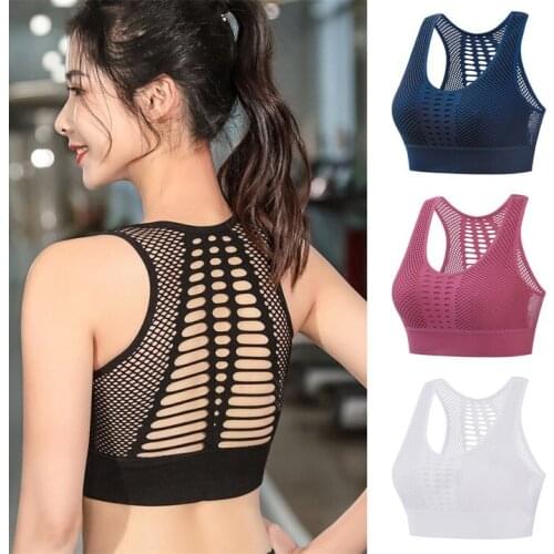 Sports Underwear Female Seamless Running Yoga Bra Women Fitness Bras Sexy Mesh Breathable Push Up Gym Crop Top