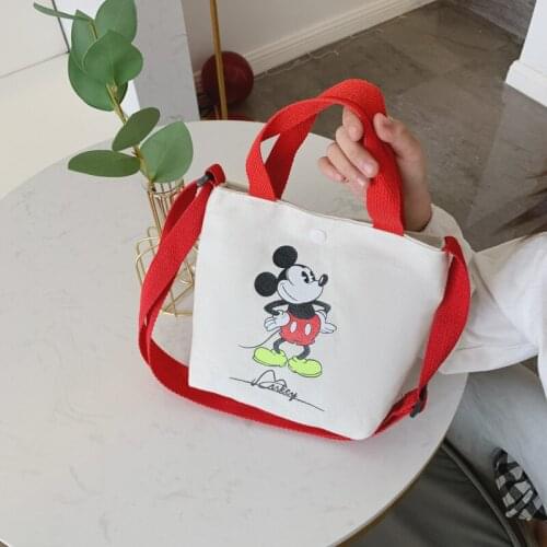 Disney cartoon cute Mickey handbags diagonal shoulder bag portable Korean canvas small bag girl coin bag