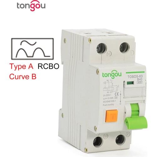 Type A Curve B RCBO 6KA 1P+N 16A 40A Electromagnetic Residual Current Circuit Breaker With Over Current and Leakage Protection
