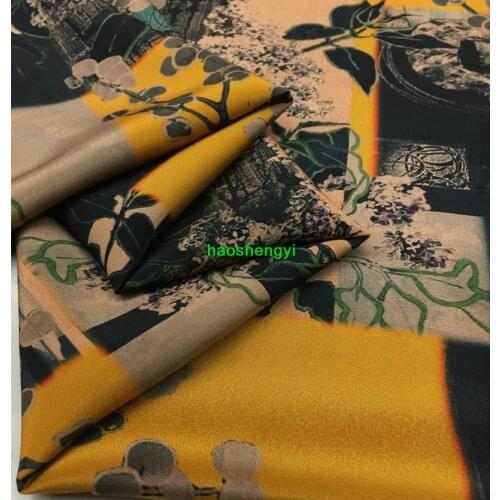 New product Chinese style printing fragrant cloud yarn mulberry silk cheongsam fabric