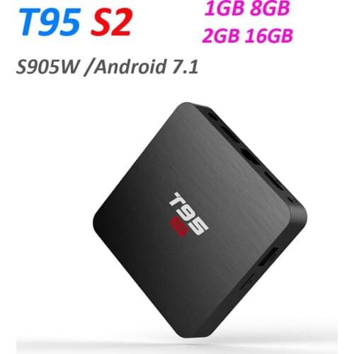 10pcs T95 S2 TV BOX Android 7.1 Smart TV Box 2GB 16GB 1GB 8GB Amlogic S905W Quad Core 2.4GHz 4K Set top box PK X96 mini Mi box