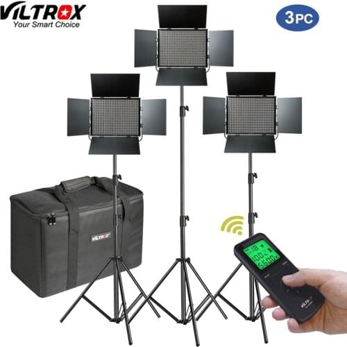 Viltrox VL-D85T 3PCS Video LED Light Studio Bi-color Slim Dimmable Lamp + 3x75" light stand for Camera studio Portrait shooting