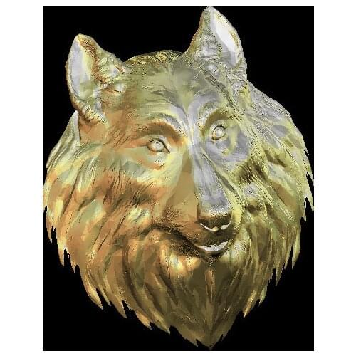 Wolf head 3D model relief STL model for CNC Router carving engraving artcam type3 aspire M414