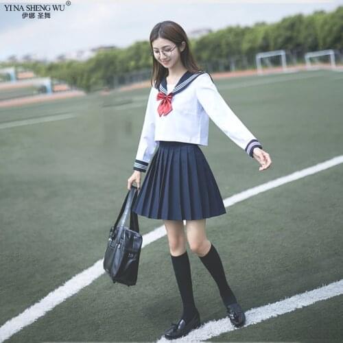 Navy Sailor Anime Skirts JK Japanese School Uniform Students Korean SetKawaii Girl White Cosplay Graduation Japan Shirt Clothing