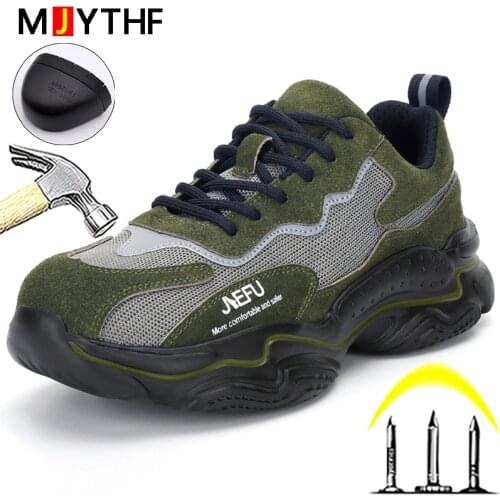 Work Boots Safety Steel Toe Shoes Men Foot Protection Work Sneakers Male Indestructible Shoes Boots Puncture-Proof Work Shoes