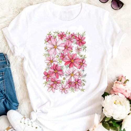 Women Summer Flower Sweet Casual 90s Clothing Cartoon Female Tshirts Fashion Clothes Graphic T Top Lady Print Tee T-Shirt