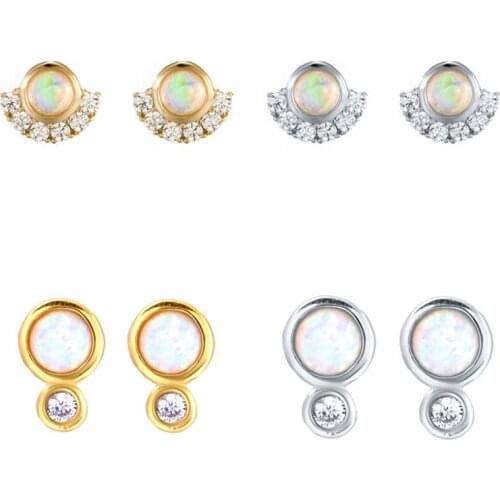 Opal/Crystals Zircon 925 Sterling Silver Korean Earrings For Women Small Stud Earrings Fashion Jewelry Gift For Girl A30