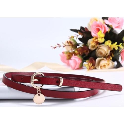 2019 Women Skinny Belt Fashion Designer Lady Narrow Waistband Quality Womens Strap with Gold PIN Buckle Cowhide Belts
