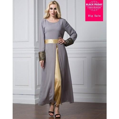 L-7XL plus size fashion muslim adult chiffon abaya robes round neck Muslim dress Middle East dubai islamic abaya wj870