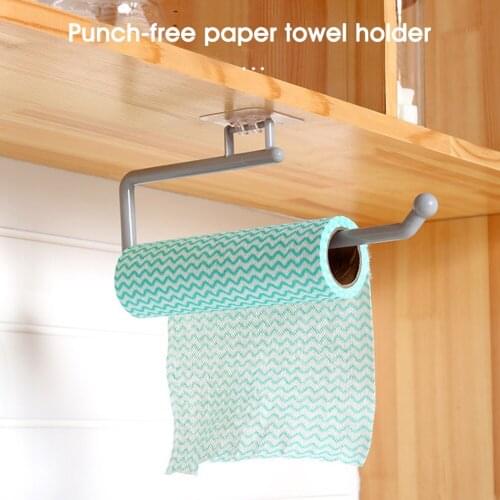 1PC ABS Punch-free Kitchen Towel Hanger Rack Bar Cabinet Cling Film Rag Hanging Holder Bathroom Organizer Shelf Toilet Paper Rol