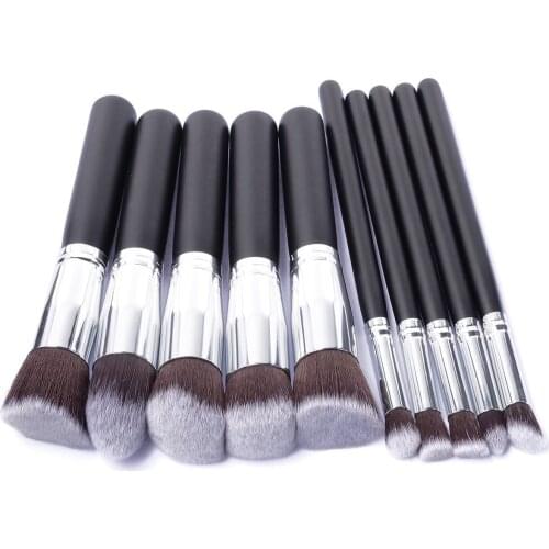 10PCS Classic Black Portable Makeup Sets Cosmetics Beauty Makeup Artist Foundation Concealer Powder Eye Complete Makeup Brushes