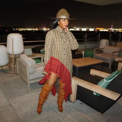 2021 Best Quality Famous Brand Women Dress Plaid Irregular Patchwork