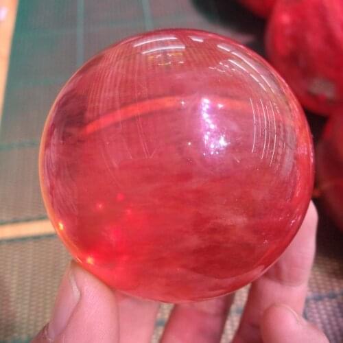 60mm Clear Red Melting Stone Crystal Ball Sphere Specimen Reiki+Stand