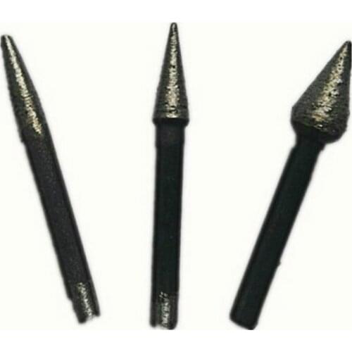 Shank 6mm Diamond Grinding Head Bullet Type Pointed Grinding Head Various Stone lettering Engraving 6Pcs Free shipping