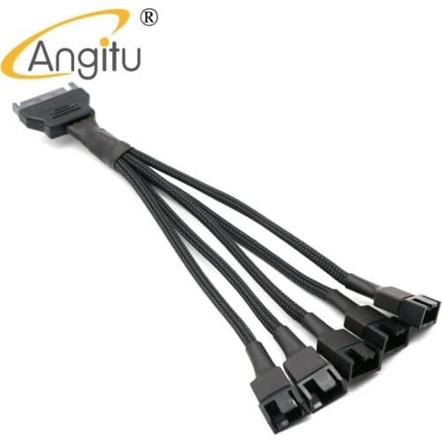 Angitu 12V SATA to 5XFan 3Pin 4Pin Power Adapter Cable - 5Way