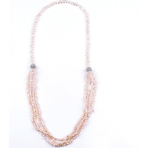 Daking new real freshwater pearl necklace irregular baroque pearl Double magnetic clasp necklace