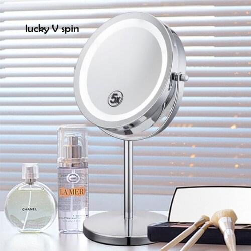 5x10X Magnifying 7inchMakeup Mirror With LED Light 360 Degree Rotation Double Sided Metal Desktop Cosmetic Mirror