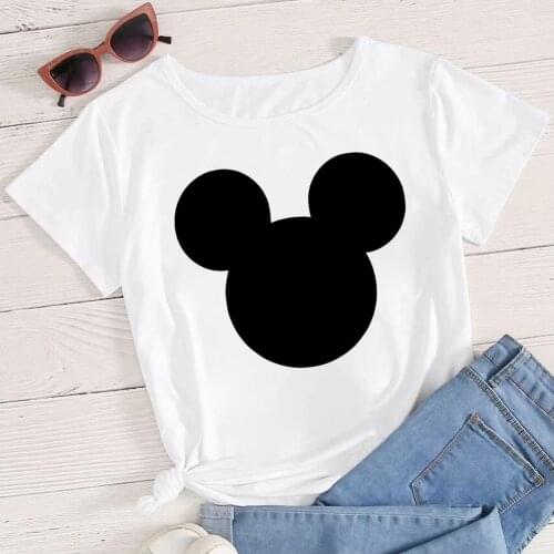 Disney Cartoon Mickey Mouse Head Tshirt Tops Summer Casual Oversized Women T-shirts Ulzzang Hip Hop Streetwear Harajuku T Shirt