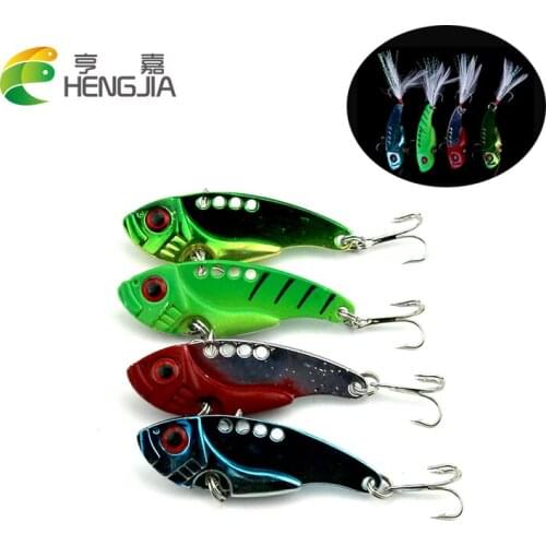 HENGJIA 4pcs hard metal vib lures artificial wobblers sea sinking vibration hard baits pesca fishing tackles 5.5cm 11g