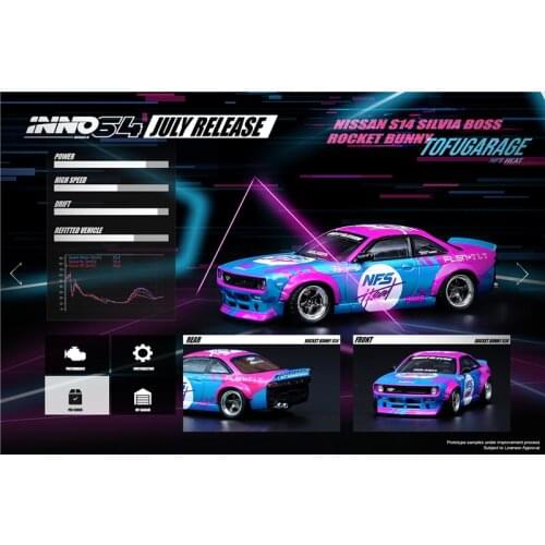 INNO 1:64 NISSAN SIVIA S14 ROCKET BUNNY Pandem Diecast Model Car