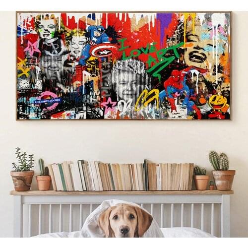 Disney Spider-Man And Other Stars Canvas Painting Posters and Prints Graffiti Street Pop Art Wall Picture for Living Room