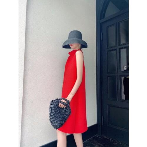 HOT SELLING Fashion New the womens pleated top Turtleneck solid sleeveless long T-shirt IN STOCK