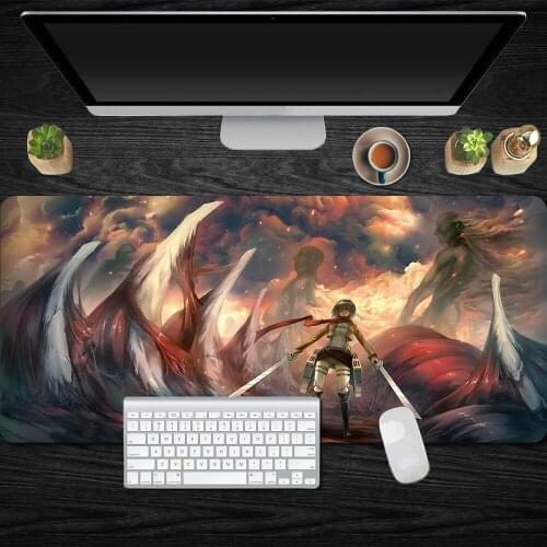 Mikasa Ackerman Anime Large Mouse Pad Computer Mousepad Lock Edge XXL Gaming Gamer Laptop Keyboard Mouse Mat for Attack on Titan