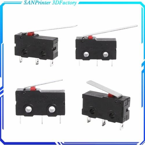 5Pcs Mini Micro Limit Switch NO NC 3 Pins PCB Terminals SPDT 5A 125V 250V Roller lever Snap Action Push Microswitches