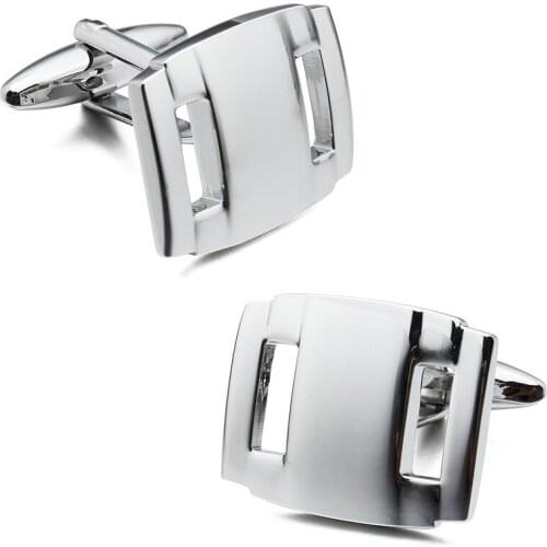Trendy Square Plain Metal Cufflinks Mens Shirt Cuff Links Best Gift for Business Free Box Packing