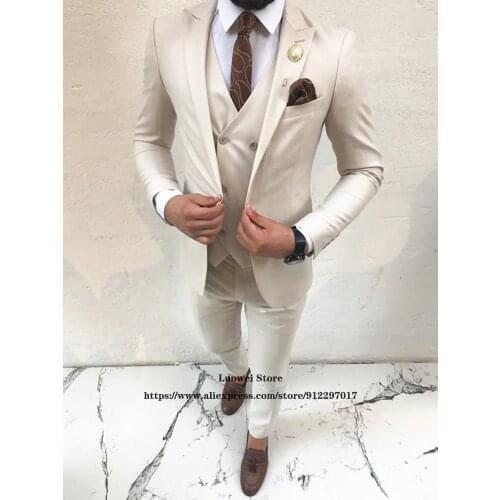 Fashion Casual Mens Suits Classic Formal Business Blazer Wedding Groom Tuxedo 3 Piece Sets Terno Masculino (Jacket+Vest+Pants)