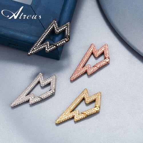 Lightning Copper Micro Pave Zirconia Clasps For Necklace Making DIY Punk Jewelry Spiral Clasps For Women Handmade Craft Supplies