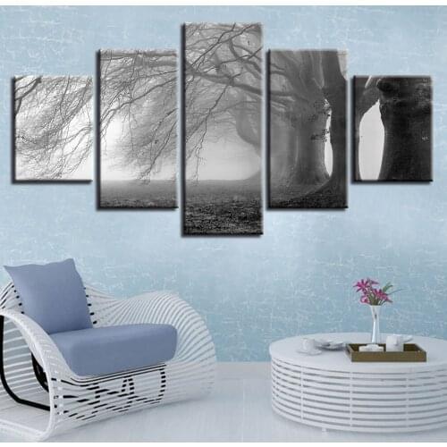 Wall Art Painting 5 Pieces HD Printing Pictures Decor Living Room Snow Mountain Forest Landscape Canvas Painting Art Poster