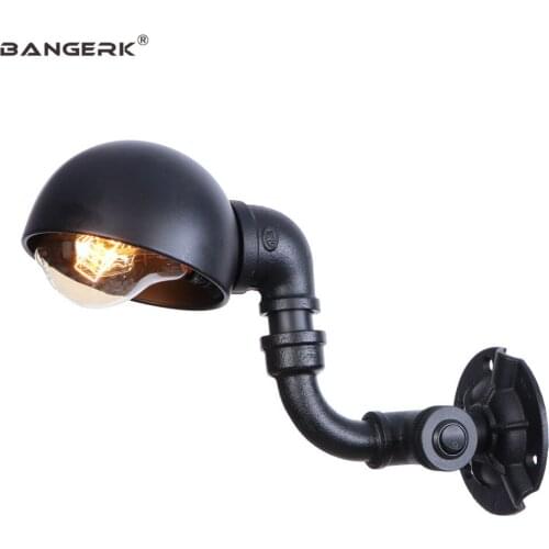 Single Head Water Pipe Wall Lamps Vintage Loft Decor LED Wall Light Iron Antique Edison Wall Sconce Indoor Lighting Luminaire