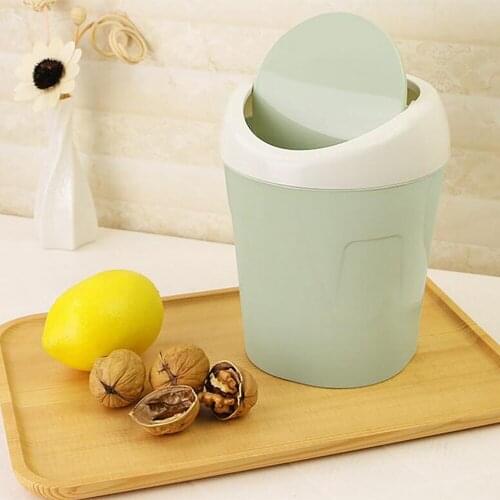 Desktops Trash Can Mini Creative Covered Kitchen Living Room Trash Can Garbage Basket Table Waste Recycling Bins Sundries Box
