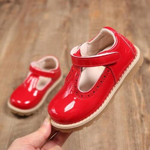 2021 New Kids Shoe Girls Autumn New Princess Single Shoes Girls Patent Leather Princess British Retro Leather Boys Shoes
