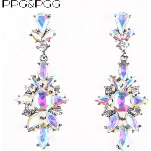 PPG&PGG New Fashion Crystal Statement Earrings For Women Wedding Drop Dangle Earrings Hot Sale Boho Style Jewelry