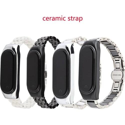New Ceramic bracelet For Mi Band 4 3 Strap Metal Stainless Steel Buckle For xiaomi Mi Band 3 Miband4 Wristbands Accessories