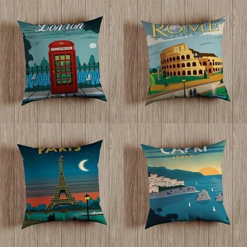 New York London City Pillow Case Art Cushion Cover Decor Home Decoration 45x45cm Decorative Pillowcase No Insert