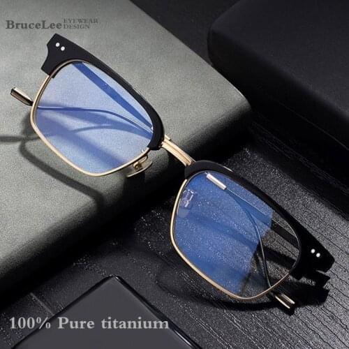Korea Men Glasses Semi-rim Square Women Optical Frames Titanium Acetate Super Light Exquisite Prescription Computer Eyeglasses