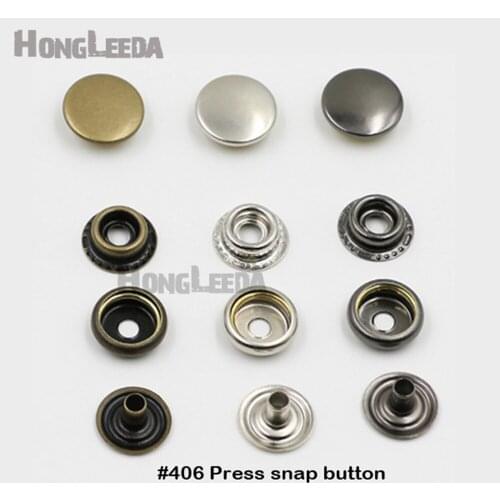 Wholesale 100sets/lot 12.5mm four part brass metal button ring snap press button snap fasteners silver, bronze, black #203/406