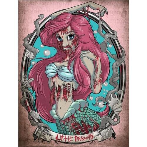 Full Square Diamond Painting Mermaid horror girl Diamond Embroidery Mosaic Painting With Diamonds round Cross Stitch Home Decor