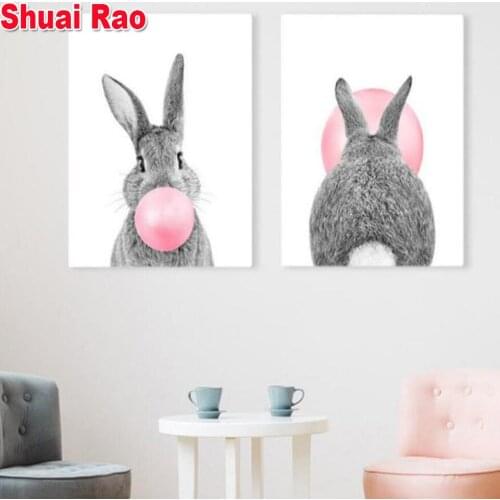 Full square Diamond Painting Rabbit baby Diamond embroidery 5d diy diamond mosaic diamond paint round drill Warm house art